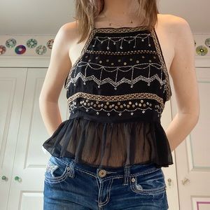 Free people black beaded top